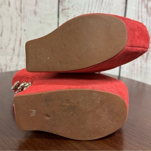 Jeffrey Campbell Night Envi Studded Platform Mary Janes Women’s 6.5 Suede Red - Picture 7 of 15